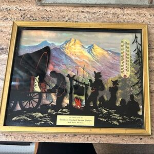 Vintage Western Shadow Box Art with Gold Frame Silhouette Art